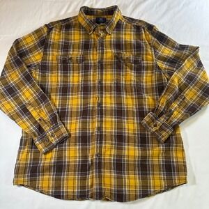 George Long Sleeve Plaid Flannel Men's XL Button Down 100% Cotton Cabincore Eco